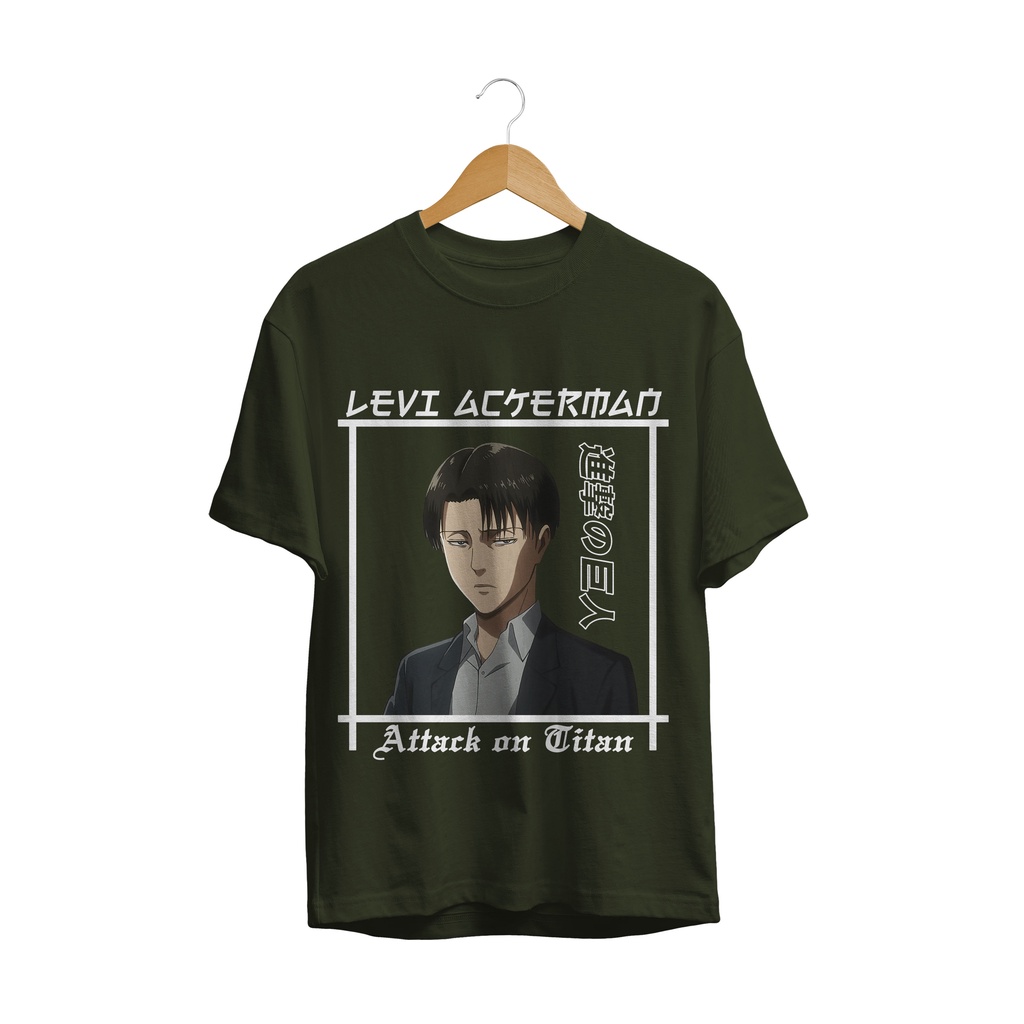 KAOS DISTRO SERIES ANIME LEVI UNIFORM SNK / T-SHIRT LOGO LEVI ACKERMAN AOT