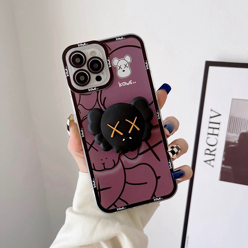 Cool！Violent Bear Popsocket Soft Case iP iPhone 11 12 13 Pro Max 6 6S 7 8 + Plus X XR SE 2020 XS Max Casing