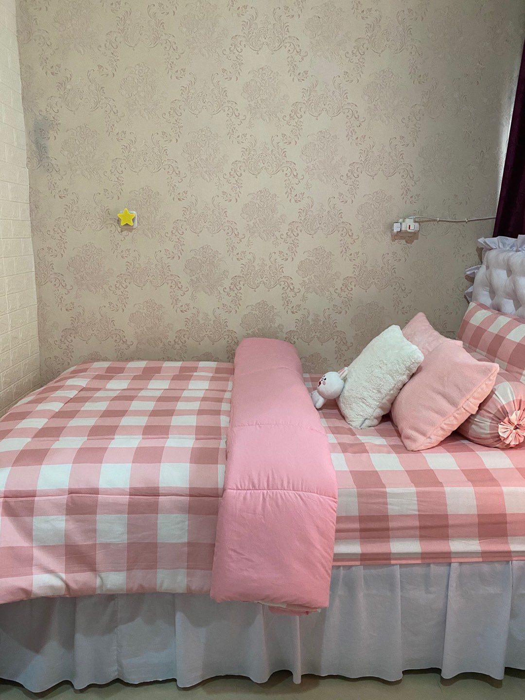 Bedcover Motif Kotak Emily Collection Katun Lokal Elbhe Uk Single| Uk 90x200 |uk 100x200 |uk 120x20