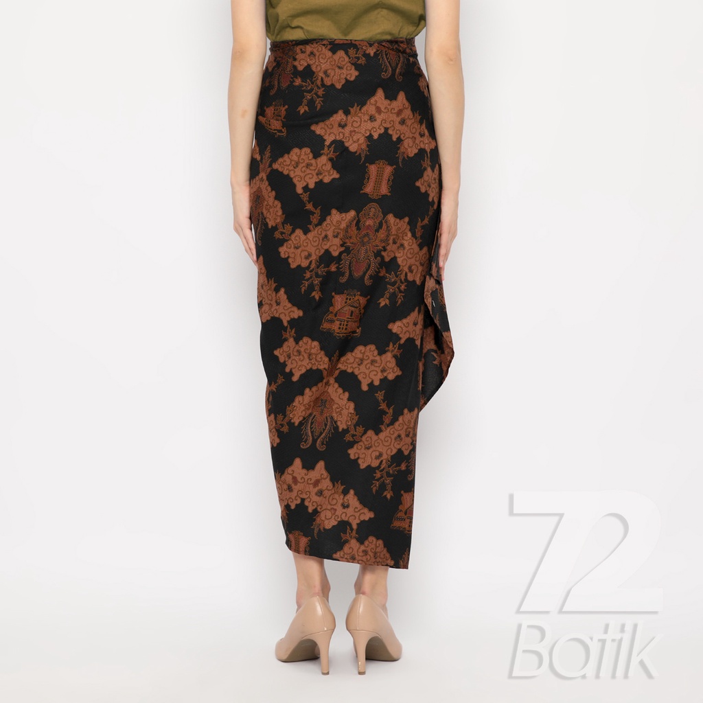 ROK BATIK SPAN Skirt Lilit Kebaya Instan Modern Wanita Motif Rumah Adat Warna Hitam 721742 Cap 72