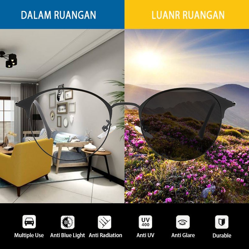 Kacamata photocromic anti radiasi komputer kacamata pria wanita kacamata blueray lensa fotocromic
