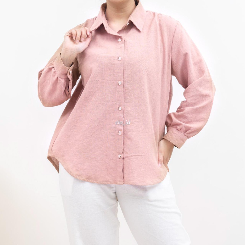 HAICLO Ava Linen Shirt / Atasan Kemeja Wanita-Rose Crepe
