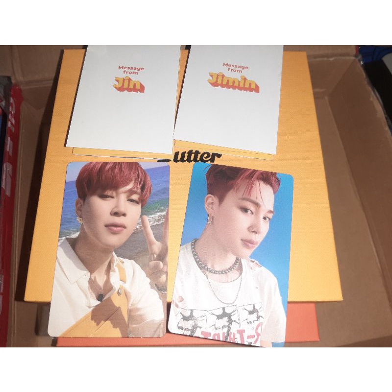PHOTOCARD BUTTER JIMIN OFFICIAL PEACHES VER/CREAM VER dan Message Card Jimin/Jin