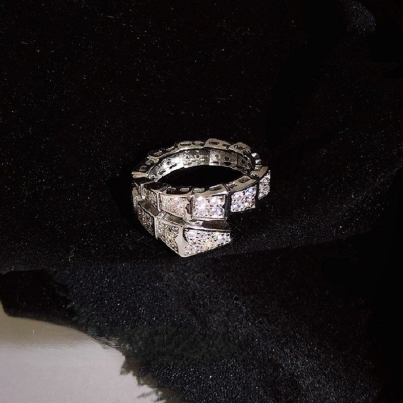 Serpentine Cincin Motif Kulit Ular Hias Berlian Imitasi Ala Harajuku Untuk Wanita