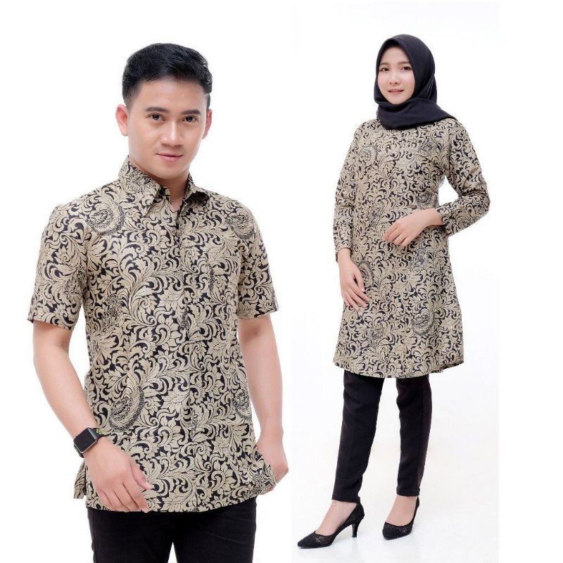 Couple Atasan Tunik Batik Motif Daun