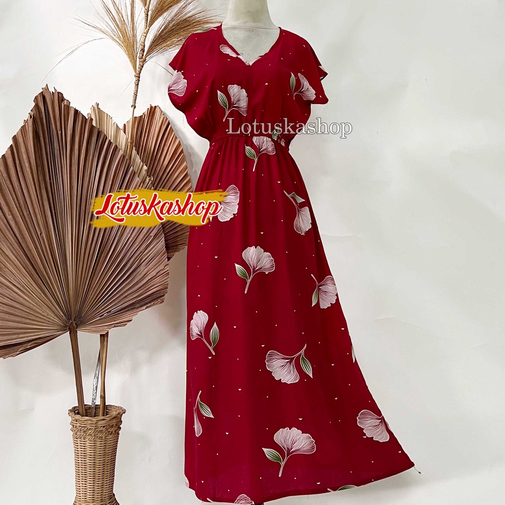 Dress Manohara Bali Panjang Mawar-Aglonema Maron