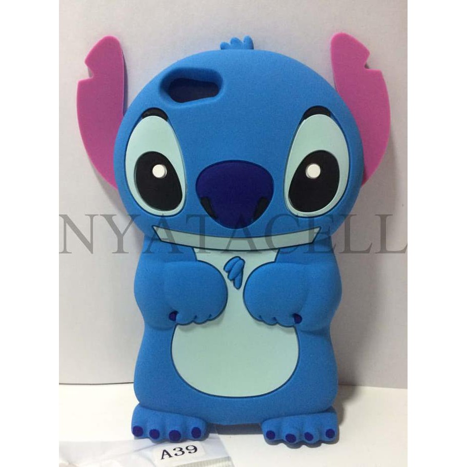 NEW CASE 4D STITCH OPPO A39 /KARAKTER/LILO/EAR/SOFTCASE/SOFT/3D/NEO 10 - BIRU MILENIA