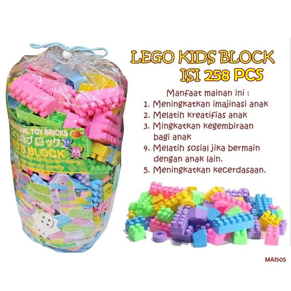 MAI505 MAINAN LEGO BRICKS KIDS BLOCK ISI 258 PCS