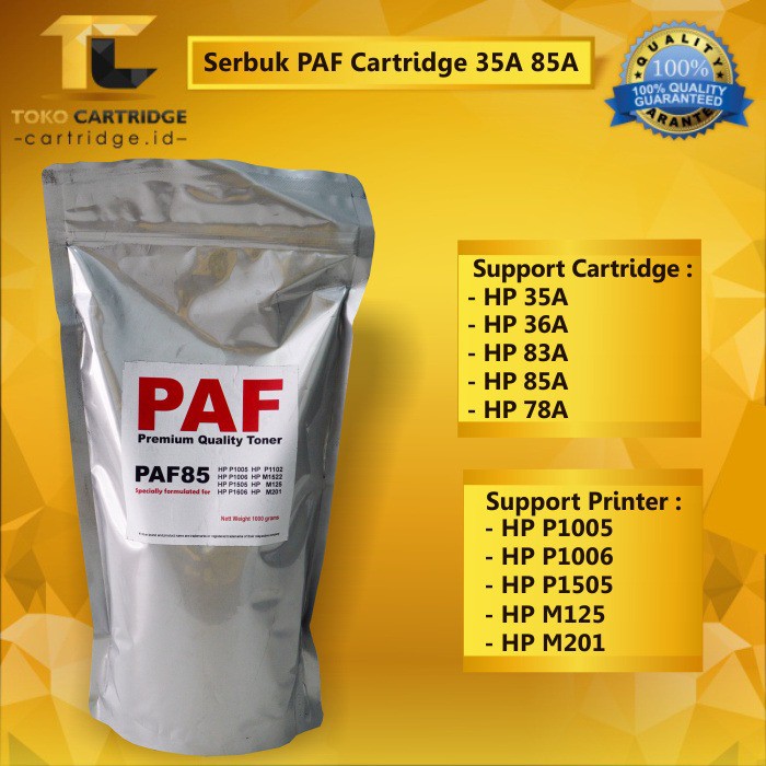 Serbuk toner PAF Extra Black HP 35A 36A 83A 85A 78A LaserjetMonocrome