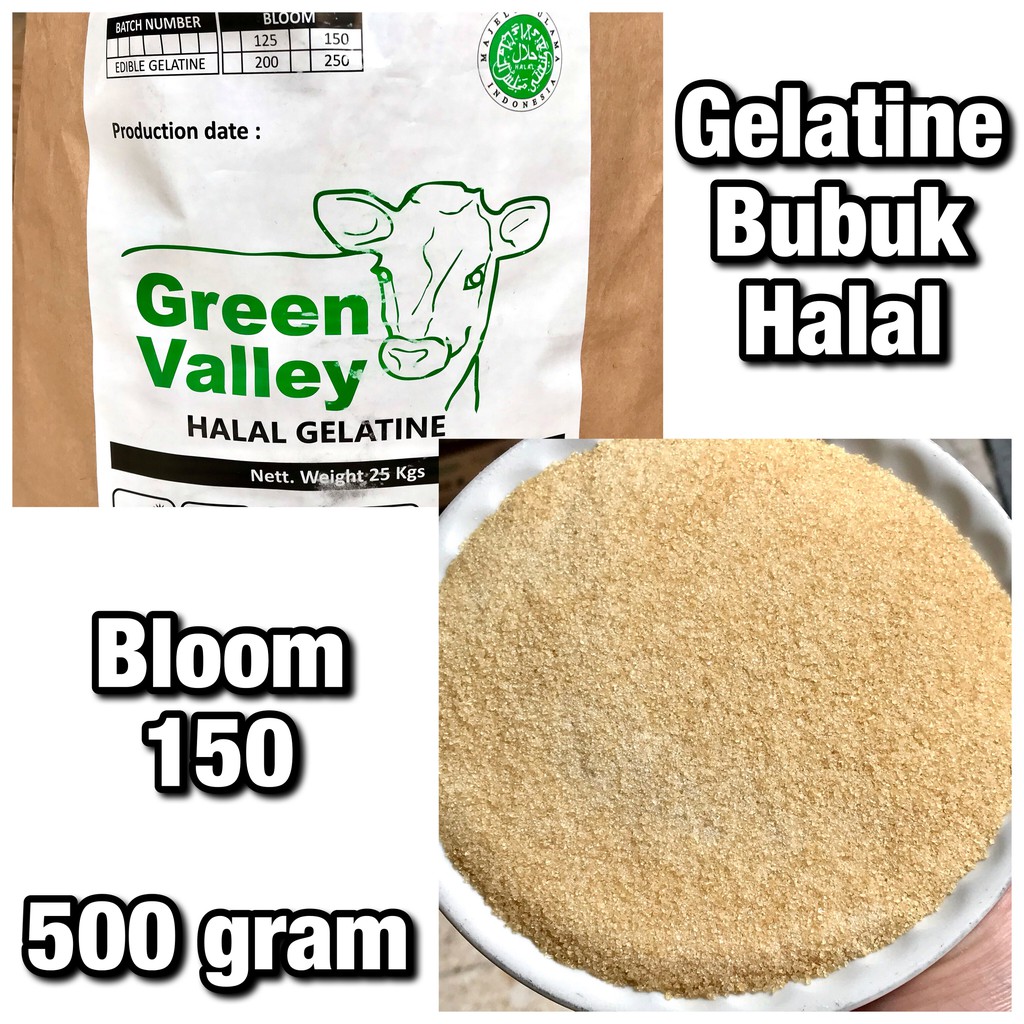 

Gelatine Gelatin Bubuk Halal Green Valley 500 gram IK3