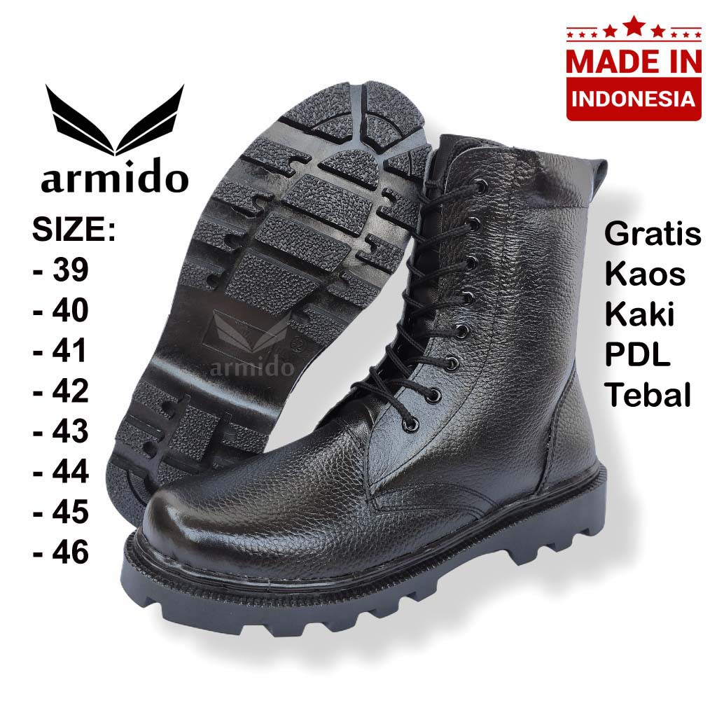 SEPATU PDL KULIT ASLI MOTIF KULIT JERUK RESLETING / SEPATU PDL TNI POLRI SECURITY LINMAS KULIT JERUK