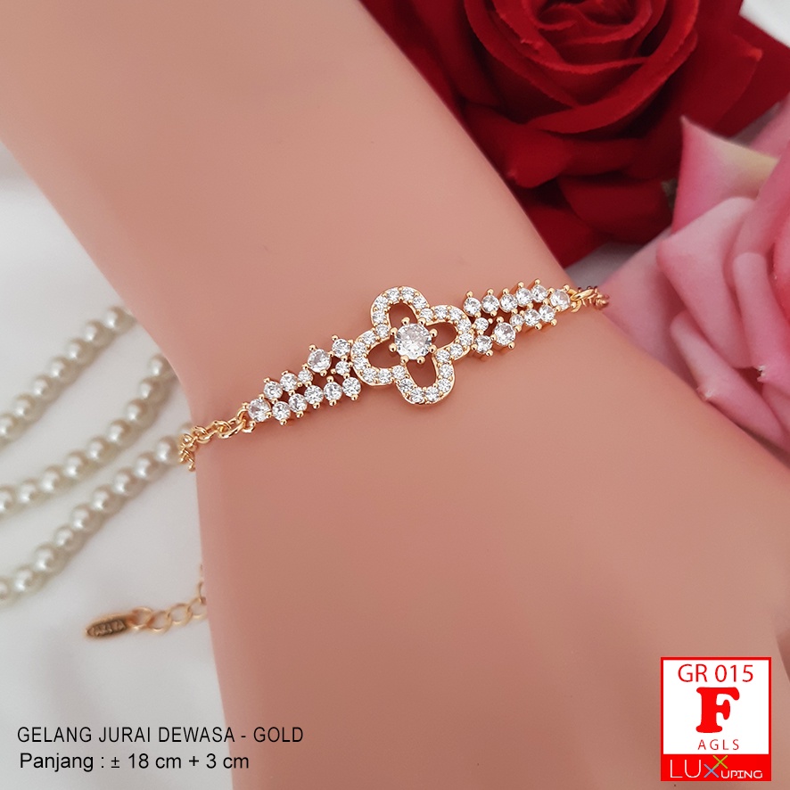 GR 015 Gelang Jurai Dewasa Bunga Mata Zirkon Perhiasan Wanita Lapis Emas 18K Aksesoris Korea Gelang Xuping Love Kunci Luxx Xuping