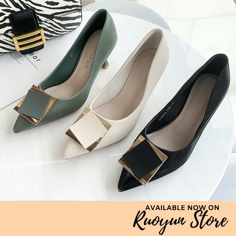 RYS - Graceful Square Sepatu Hak Heels Slip On Wanita Fashion Casual / Kantor - Ori Import