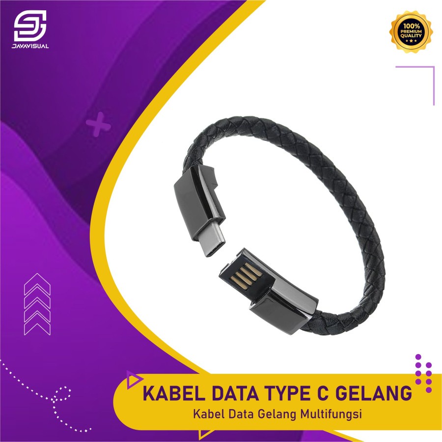 [JaVis] Gelang Kabel Charger Kulit USB Type - C Bracelet Gelang Multifungsi