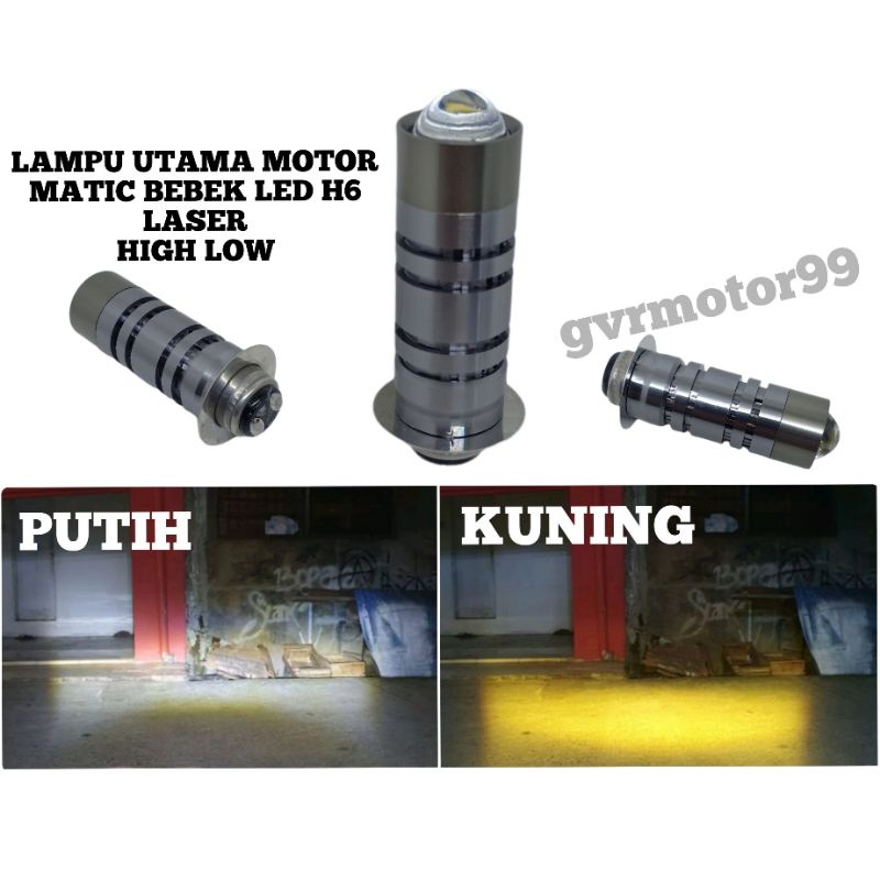 Lampu depan motor matic bebek H6 laser high low 2 warna/Lampu utama laser motor bebek matic