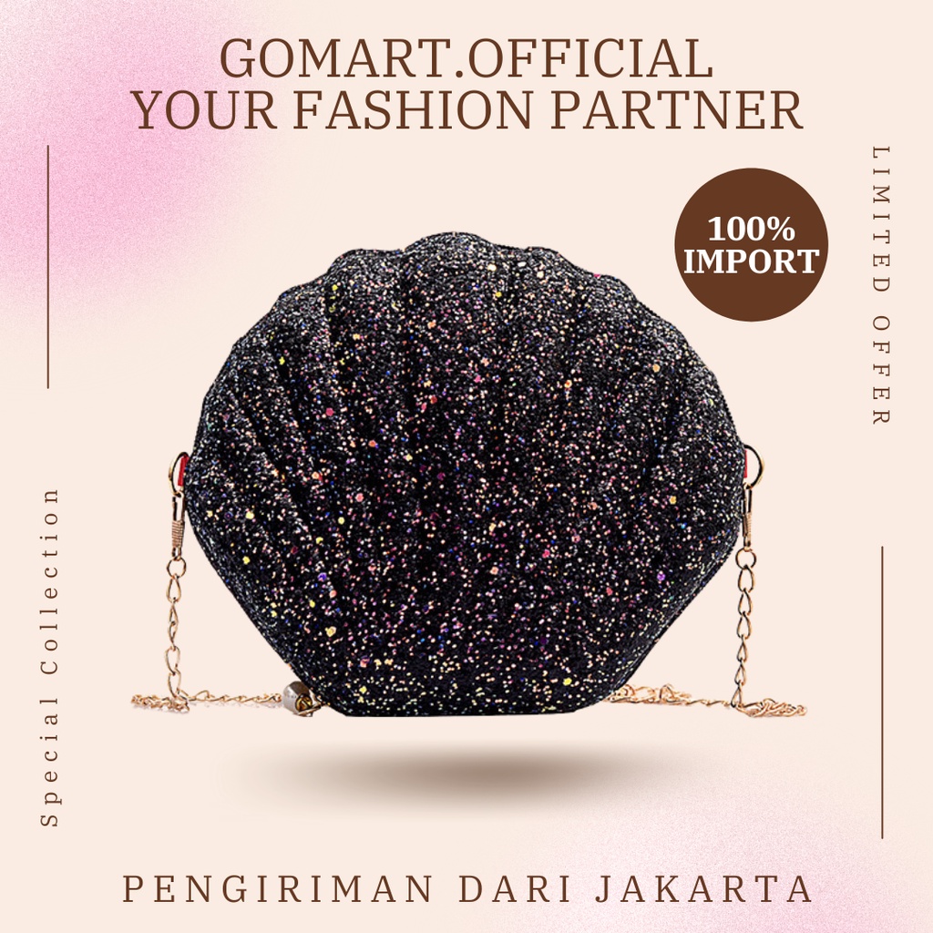 Tas Selempang Model Kerang Bling Bling - Tas Fashion Wanita Terbaru - Tas Model Kerang Lucu - Tas Wanita Import Model Terbaru Kekinian [SL18]