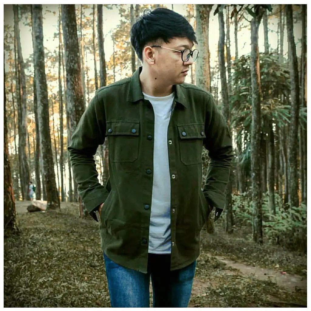 JAKET SEMI PARKA ORIGINAL//JAKET TRUCKER//JAKET KANVAS//JAKET PRIA-ARMY