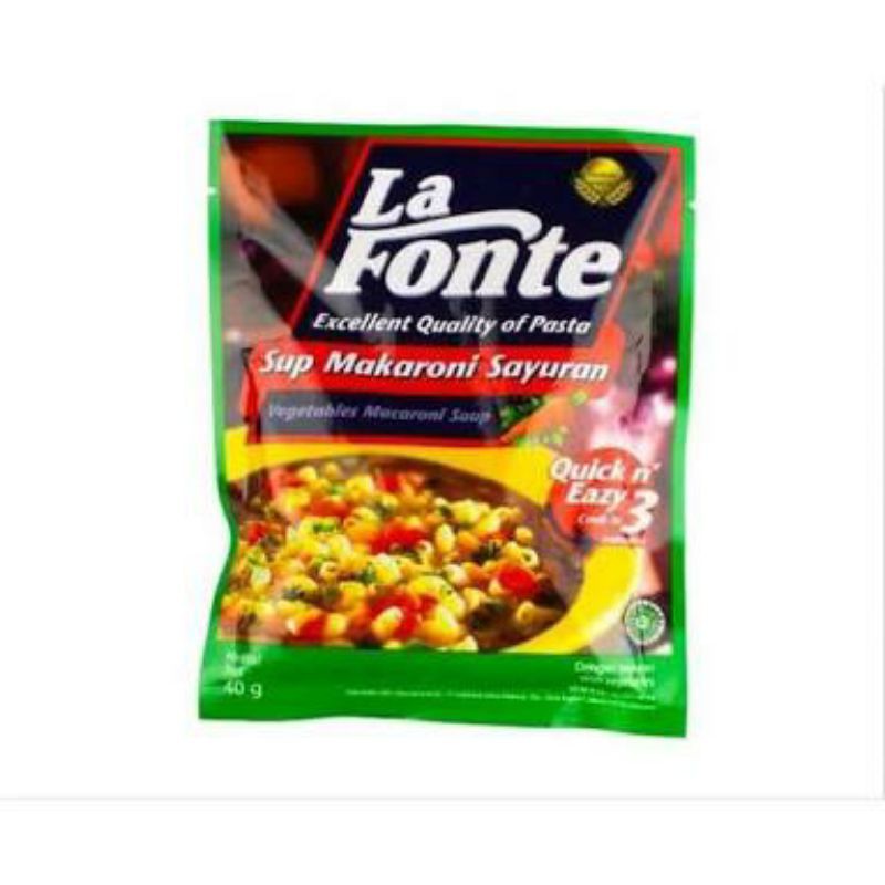 

TERMURAH La Fonte Sup Macaroni Sayuran 40 gr - Makaroni La Fonte - Makaroni Instan