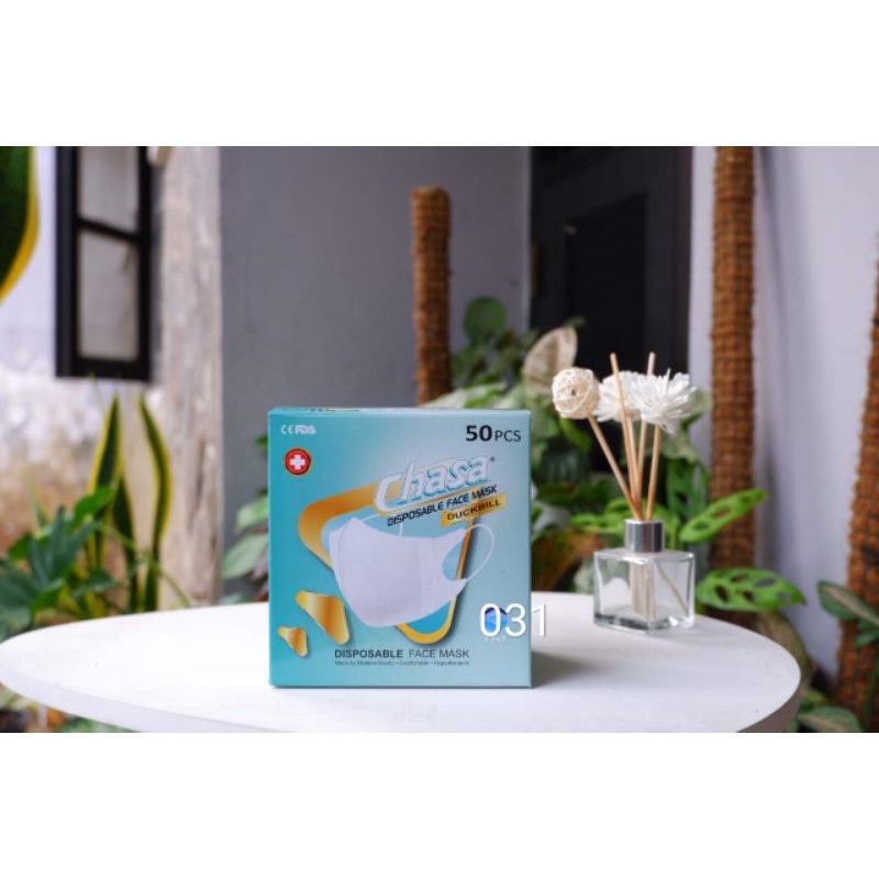 MASKER DUCKBILL CHASA HITAM & PUTIH GARIS NON EMBOS 3ply Isi 50pcs | DUCKBILL MURAH | DUCKBILL TEBAL