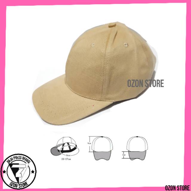 Topi Baseball Distro Caps Polos Pengait Besi Bahan Rapel Premium - Cream