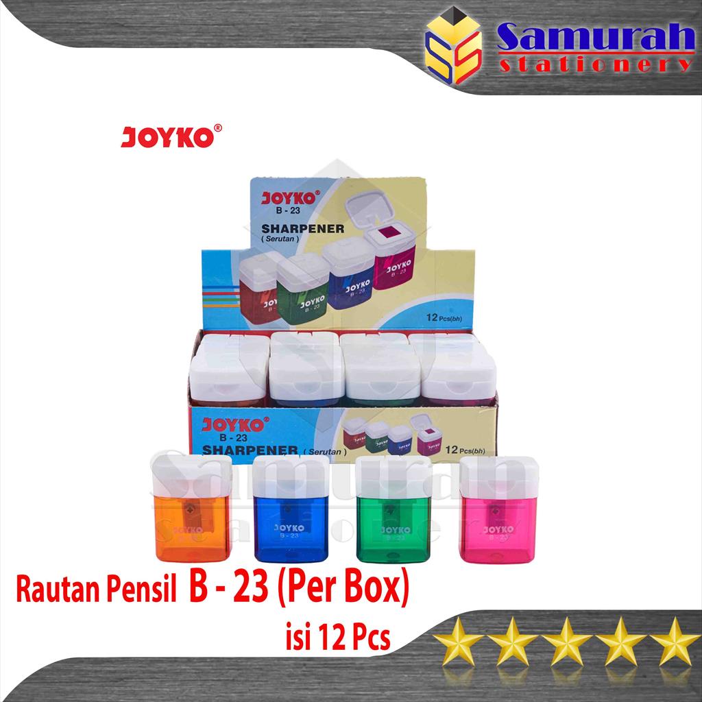 

Rautan Pensil Joyko B-23 Per Box isi 12 Pcs / Pencil Sharpener B 23 Kotak / Serutan Pinsil Tabung 1 Lubang