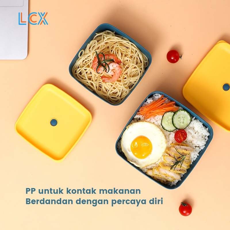 LCX Lunch Box Set Kotak Makanan  Kotak Bekal 2 in 1 Kotak Makan Persegi VS-94