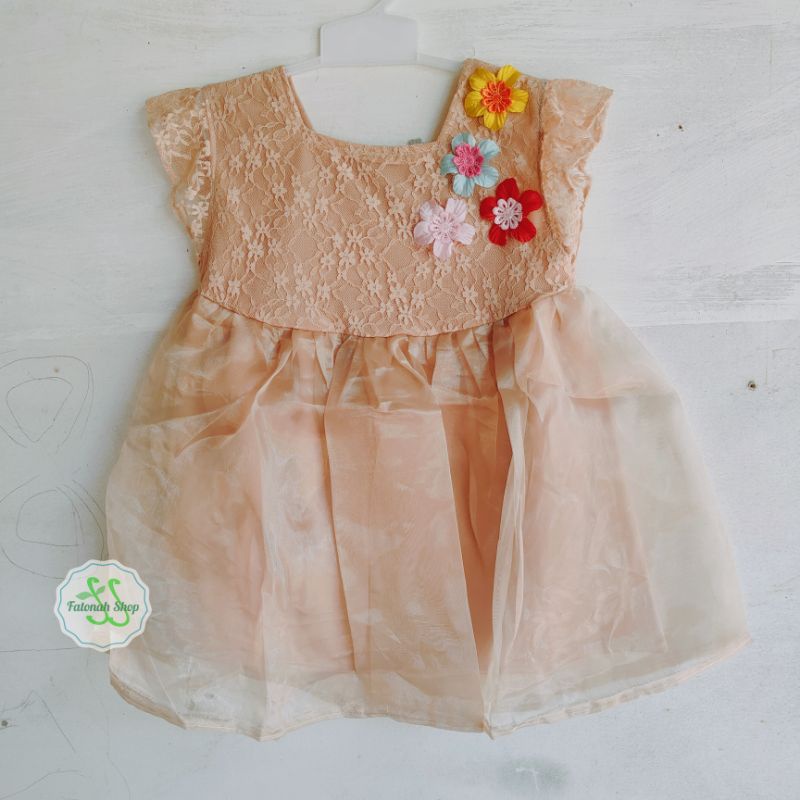 Dress anak 1 2 tahun gaun pesta anak cewek perempuan organza mewah tutu ( dress organza )