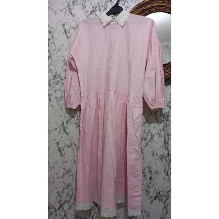 Haidee Orlin Pink Gingham Midi Dress