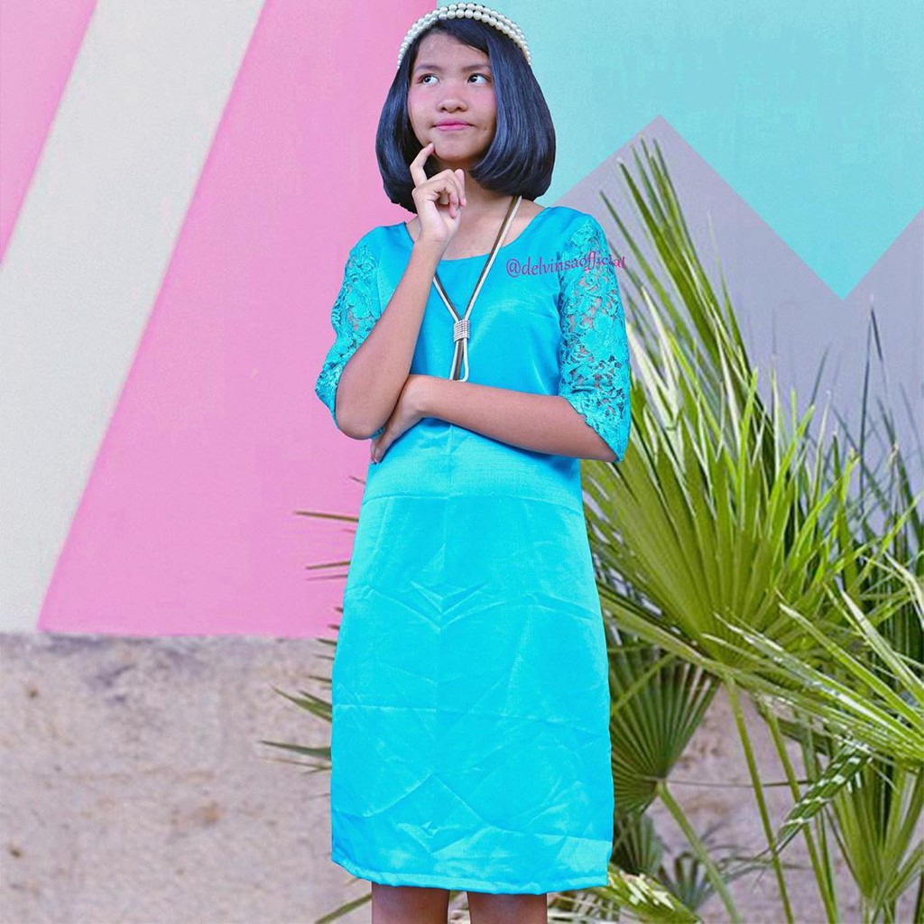 PROMO MURAH DELVINSA HAVANA SHEER SKY BLUE DRESS GAUN BIRU MUDA CANTIK UNIK PESTA KADO WANITA REMAJA