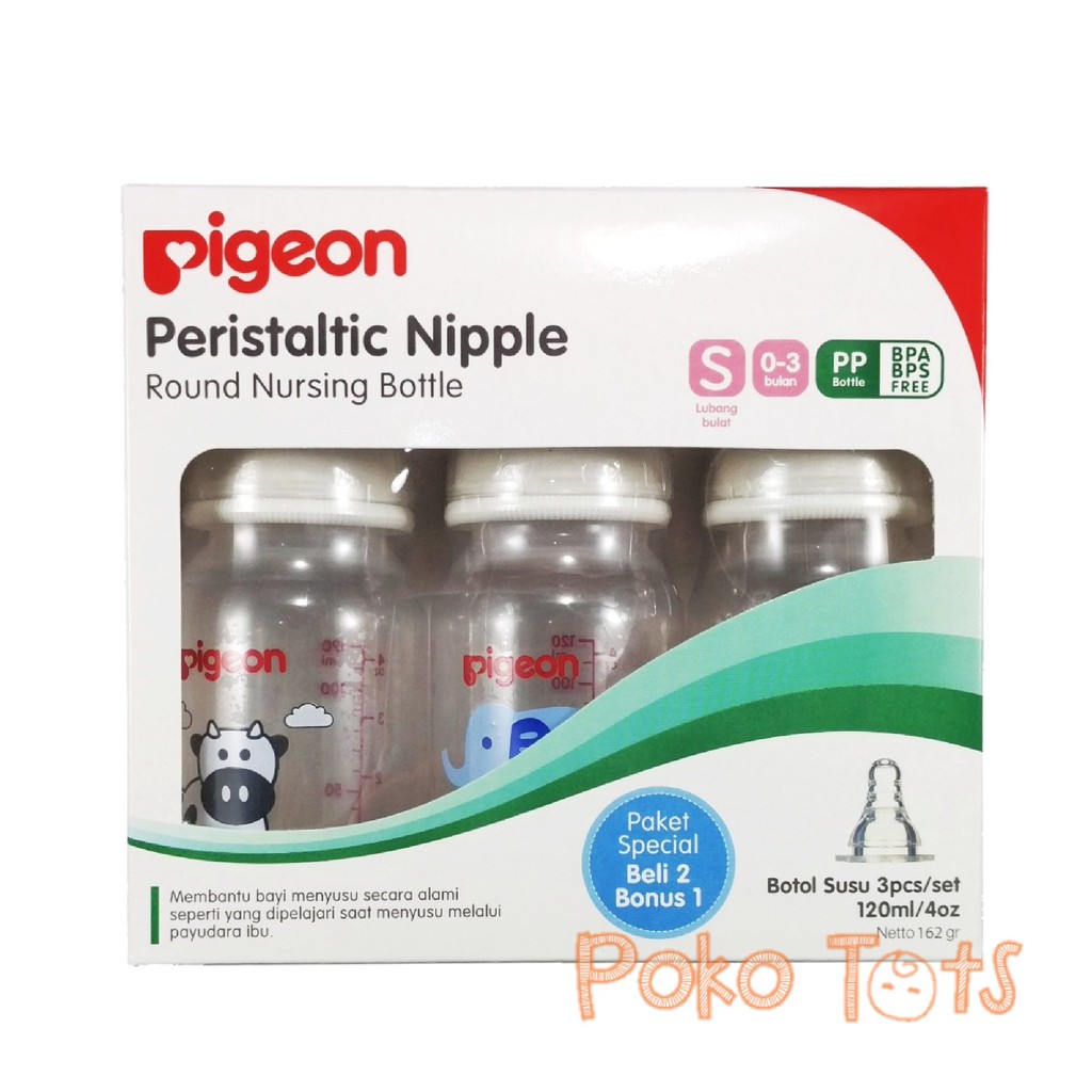 PAKET SPECIAL 2 BONUS 1 Pigeon Peristaltic Nursing Bottle 120ml Botol Susu PP RP