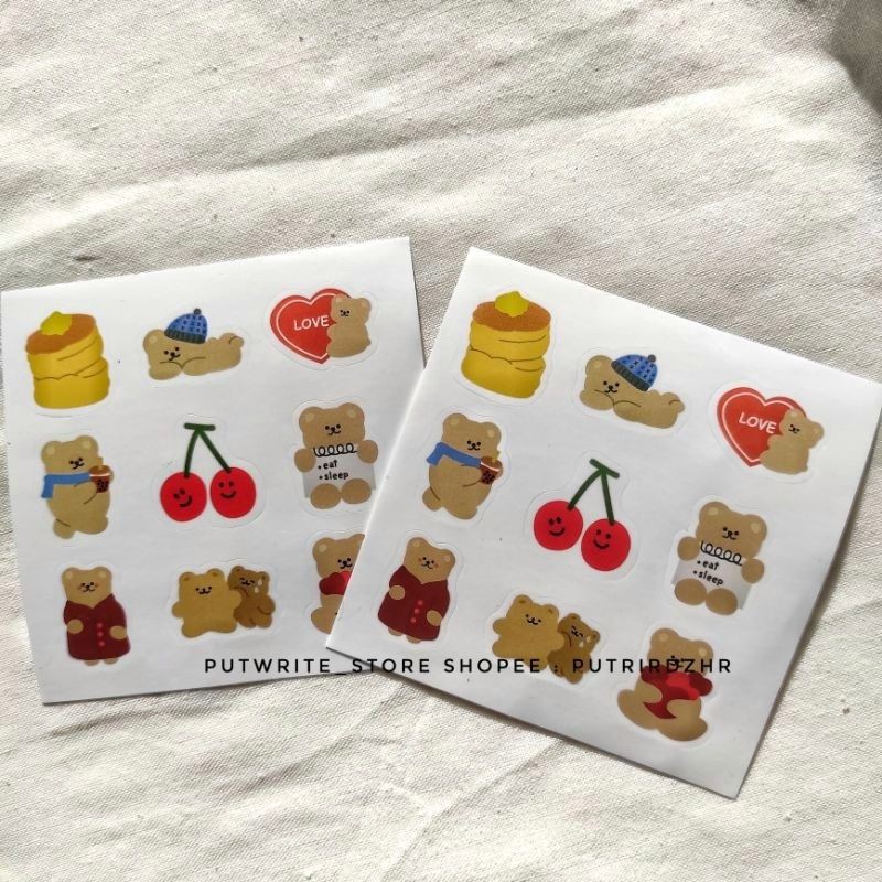 

Stiker Cherry dan Beruang 8 pcs Tahan air