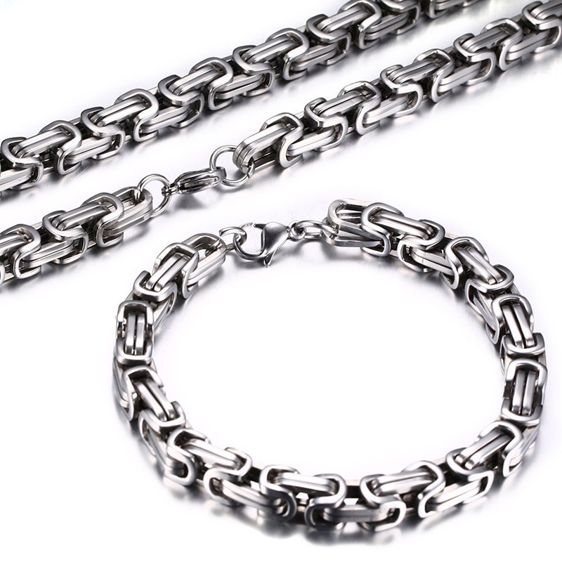 2022 Kalung Dan Gelang Rantai Bahan Stainless Steel Gaya Punk Untuk Pria