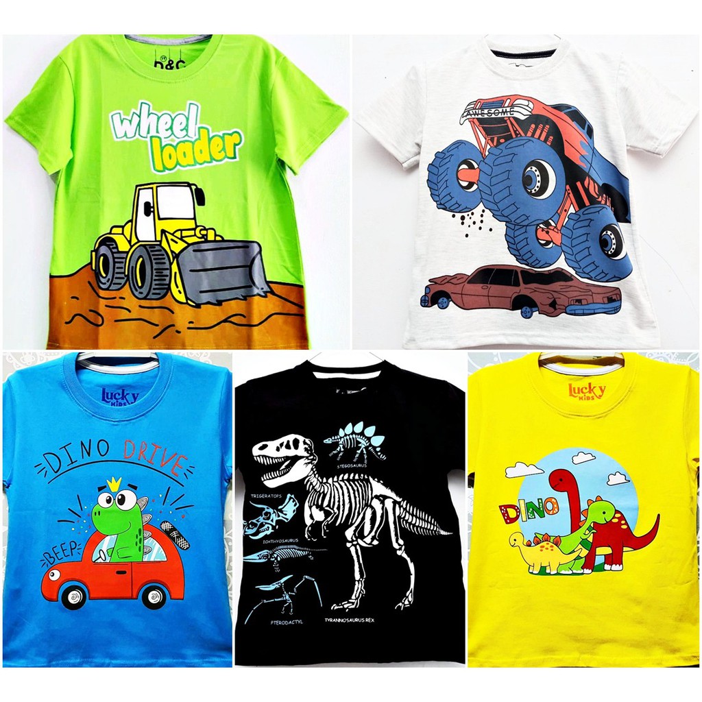 Baju Kaos  anak  laki  laki  umur  1 10  tahun  Motif Dino 