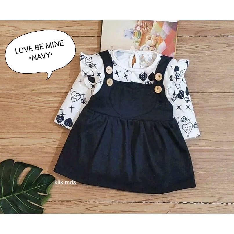 Dress Bayi Perempuan - Baju Anak Cewek Lucu Cute Usia 0-6 Bulan Motif Love Be Mine Dan Rabbit Line