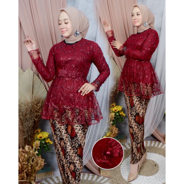 IndahKebaya | SET KEBAYA TILLE WISUDA / KEBAYA  KEKINIAN /  KEBAYA MARSYA OUTFIT  CANTIK / MOCCA