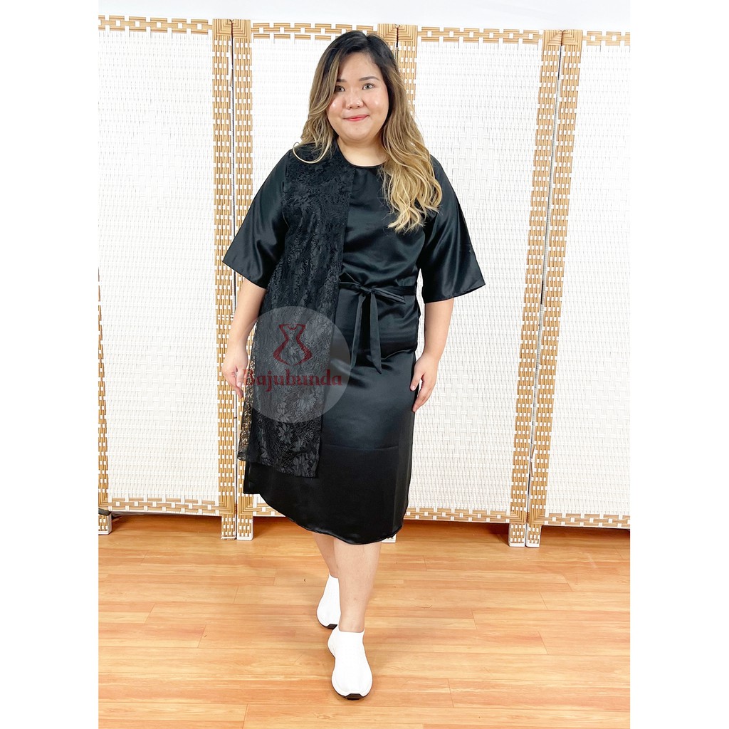 DRESS BRUKAT JUMBO WANITA LD 120 BIG SIZE POLOS PREMIUM