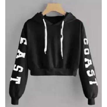 Sweater Wanita Crop Hoodie Oversize Lengan Panjang Babyterry Print East Coast-4