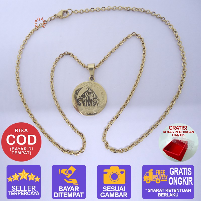 Lovelybutik Kalung Titanium Anti Karat / Maria Kalung Titanium Wanita Uk 45 BONUS KOTAK PERHIASAN