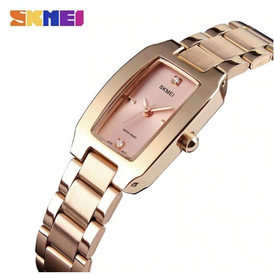 Jam Tangan Wanita / SKMEI 1400 KECIL Analog Stainless Steel / Jam Tangan Analog Original / SKMEI-Rose Gold