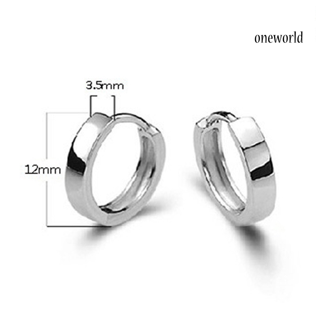 OW@ Earrings Round Hoop Design Simple Silver Plated Jewelry Gift Huggie Earrings for Daily Life