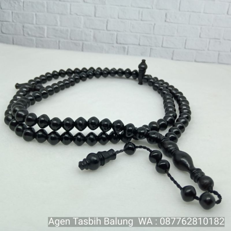 TASBIH KAYU GALIH KELOR HITAM MOTIF WAJIK 8MM