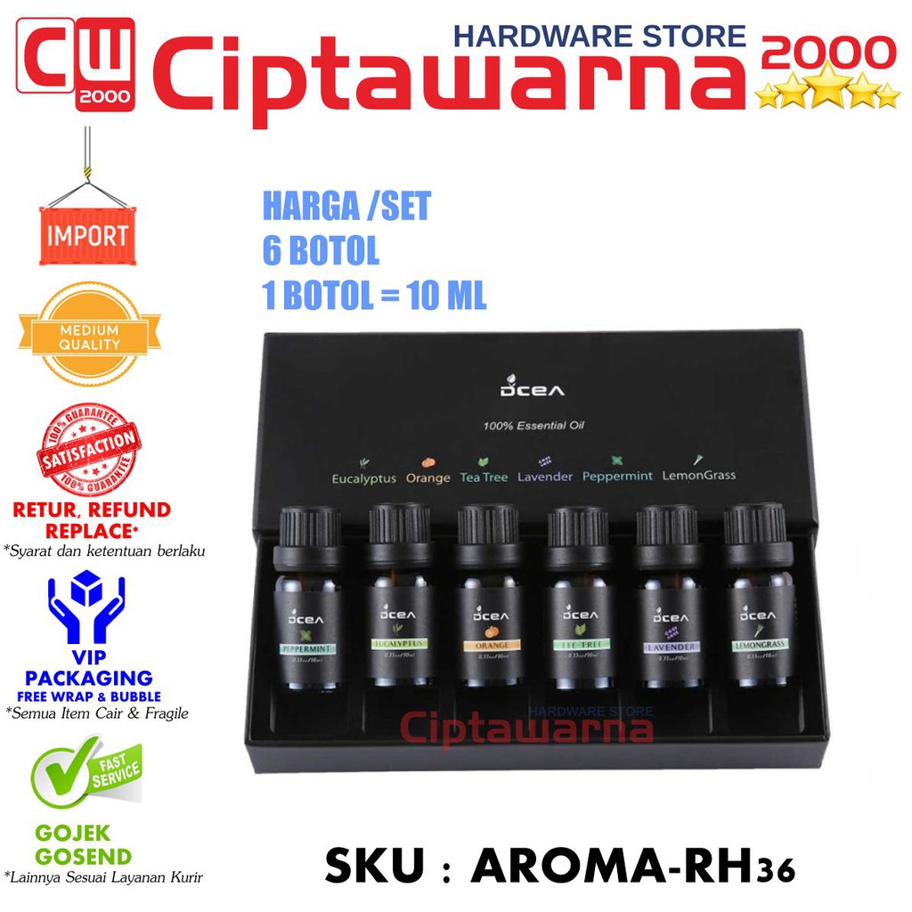 Minyak Aromatherapy Aroma 6 in 1 Essential Fragrance Oil 10ml RH-36