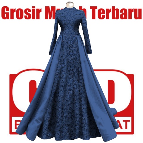 Gamis Syari Wanita Dewasa Terbaru Gaun Pesta Wanita Kombinasi Brukat Polos Terbaik Baju Pengantin