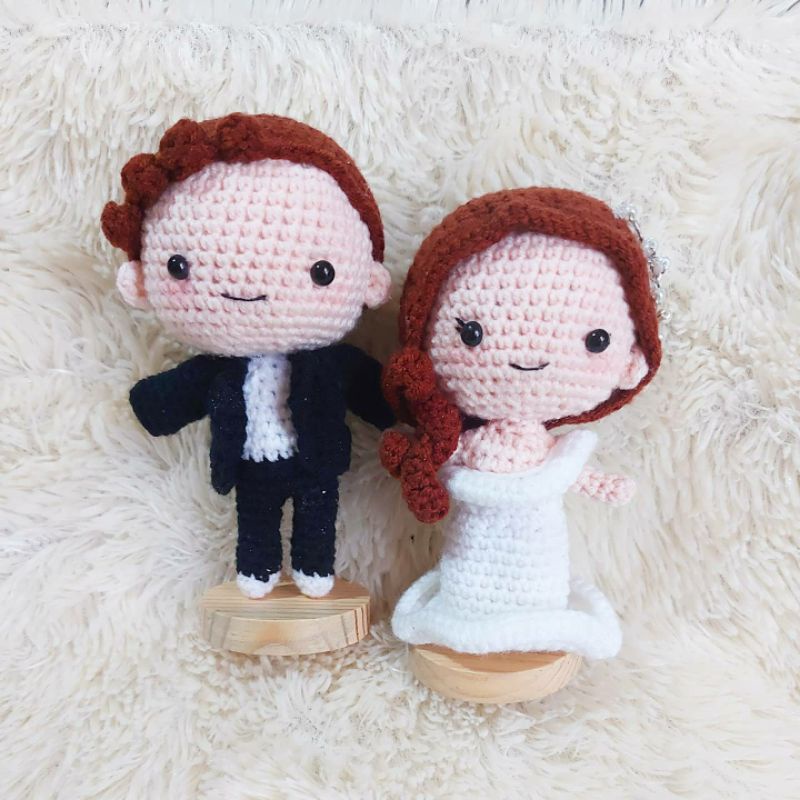 wedding couple amigurumi boneka rajut
