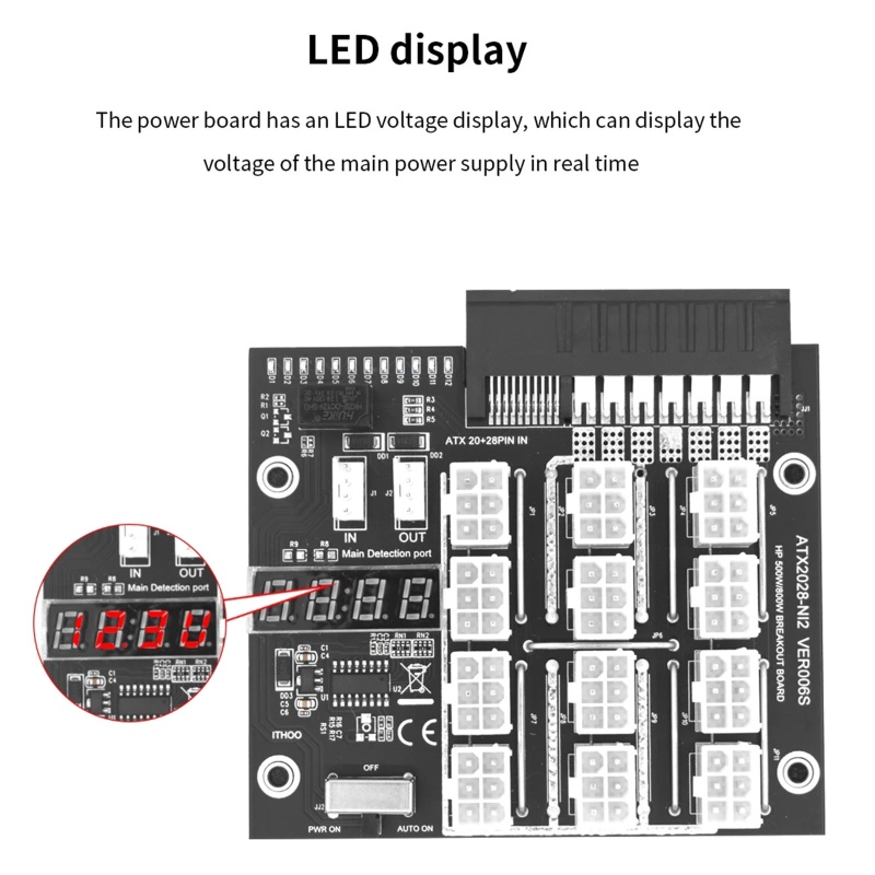 Btsg 2200W 6P GPU Power Module Server Card Konversi 12port 6PIn Untuk Tambang BTC