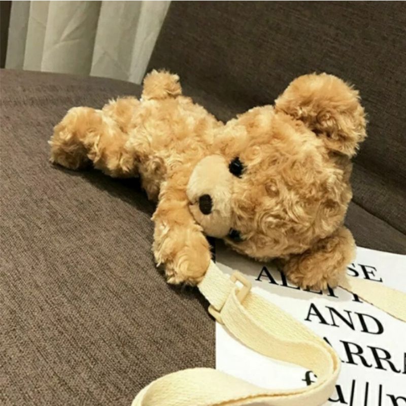 Tas Selempang Boneka Bulu Keren Beruang Merangkul Tas Selempang Bulu beruang tas bulu