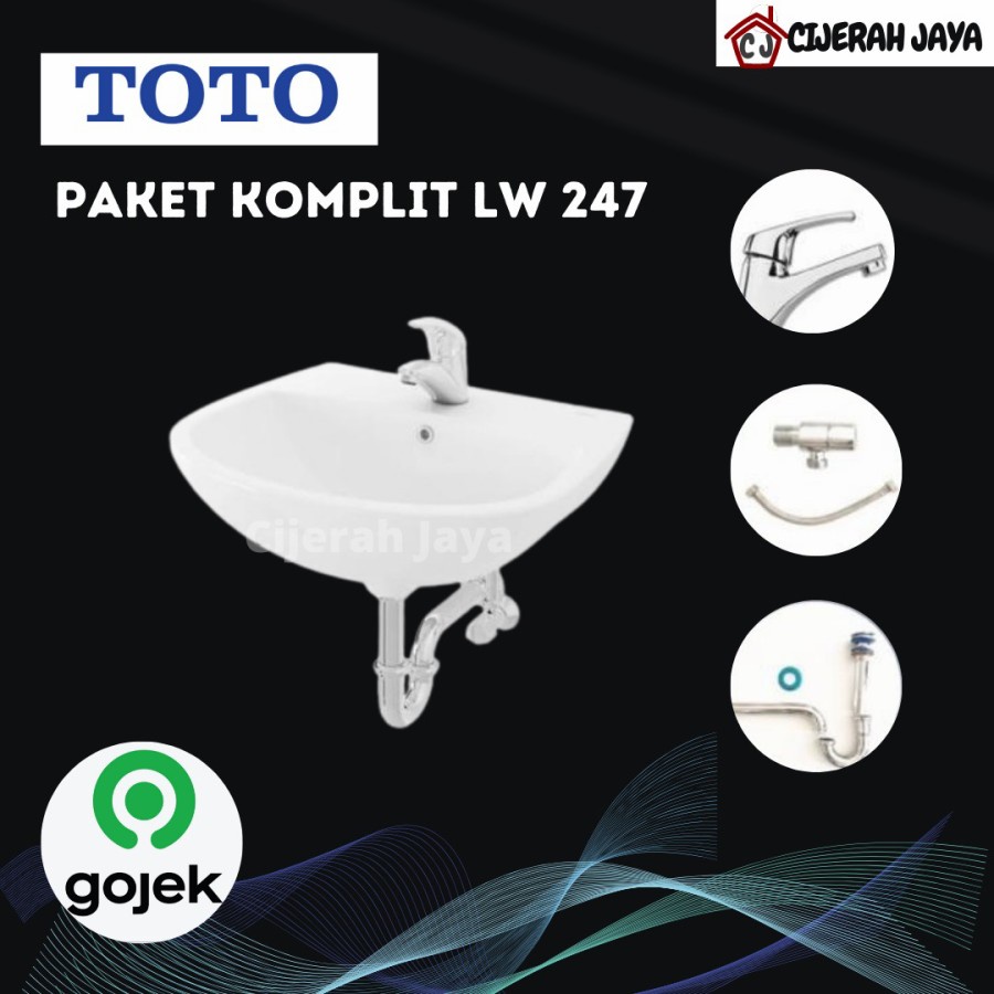 WASTAFEL TOTO LW247J + KERAN + SIFON + FLEXIBEL / WASTAFEL TOTO KOMPLIT LW 247J LW 247 J