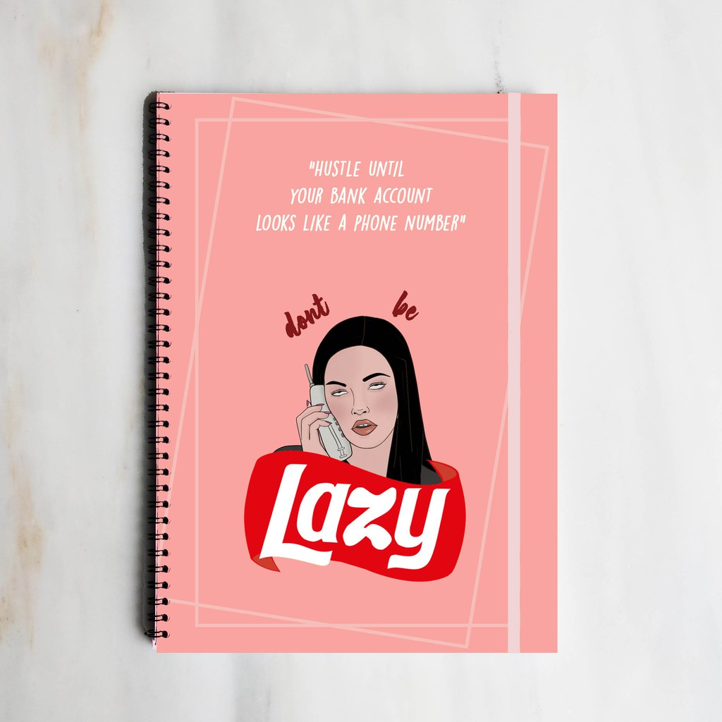 

LAZY Motivational Quote Girl Spiral Ruled Notebook Diary Journal Office School Supplies Buku Tulis