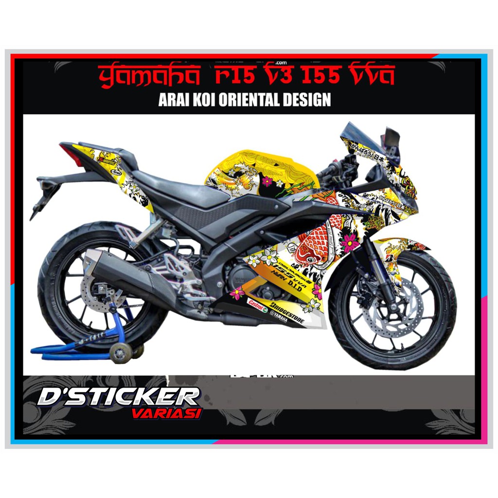 STICKER STRIPING DECAL  R15 V3 KOI YELLOW FULL BODY