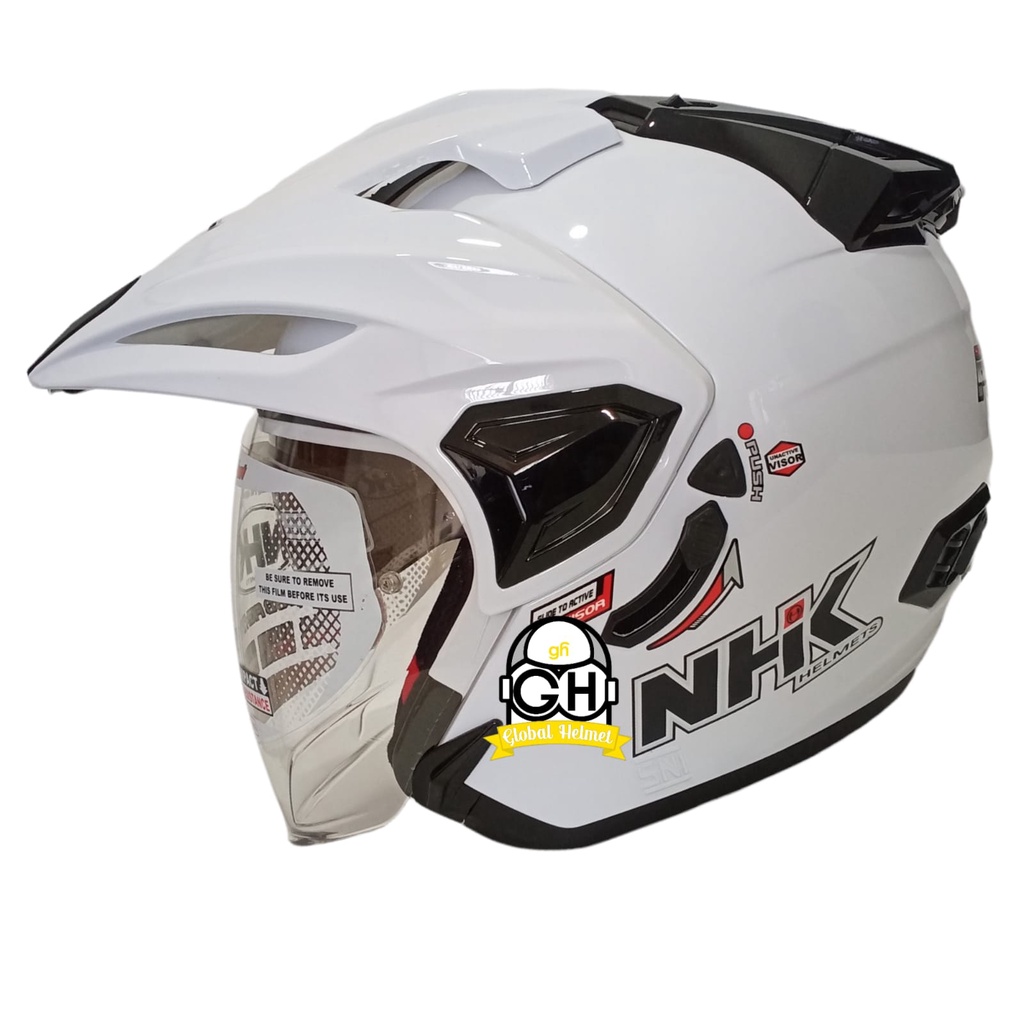 HELM HALF FACE NHK PREDATOR CRYPTON SOLID WHITE DOUBLE VISOR